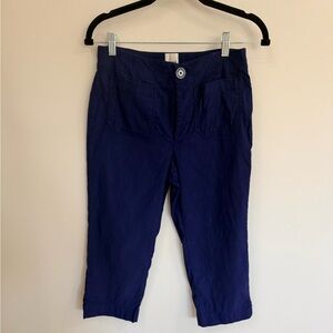Maeve Anthropologie Navy Cropped Pants Size 4 Cotton Capri Trousers